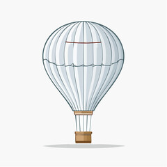 Obraz premium White hot air balloon floats gently in the sky, its basket swaying slightly, creating a whimsical and adventurous scene.