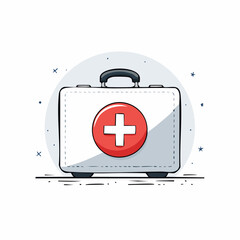 Obraz premium First aid kit sits ready for emergencies in a clean, minimalist style, symbolizing health, safety, and preparedness in a modern context.