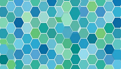 Obraz premium Abstract pattern of overlapping hexagons in shades of blue and green.