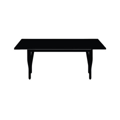 Minimalist black silhouette of a table on a clean white background