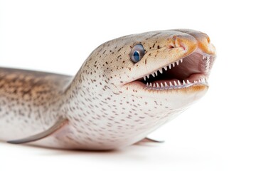 Lifelike moray eel portrayal on white background for marine design and decor