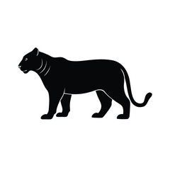 Minimalist black silhouette of a tiger on a clean white background