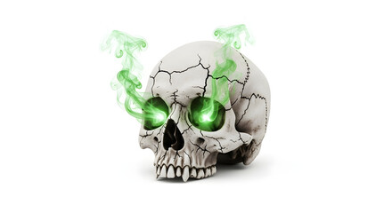 Glowing Green Eyes Skull with Smoke, Halloween Decor