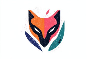 Obraz premium Vibrant fox head symbol with colorful patterns for gaming and entertainment design
