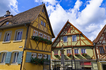 Old houses in the old town of Rothenburg.