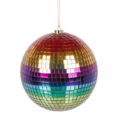 Rainbow disco ball realistic isolated on transparent background  
