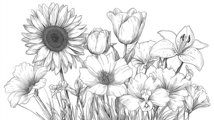 Kolorowanki dla dzieci – kwiaty, bukiety i ogród pełen roślin do kreatywnego malowania