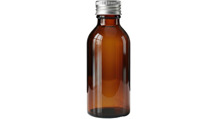 Isolated brown glass bottle with screw cap for medicine or liquid nutritional supplements