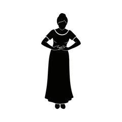 Obraz premium Graceful Vector Silhouette of a Female Actor Taking a Curtsy Bow