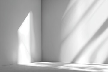 White Room Corner Sunlight Shadows Minimalist Interior