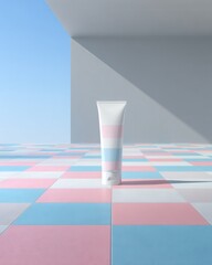 Cosmetic Cream Tube on Colorful Floor