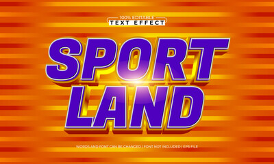 sport land editable text effect for play