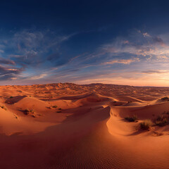 Fototapeta premium Aerial View of Desert Sand Dunes with Colorful Sky 