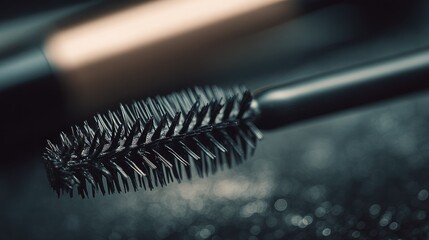 Close-Up of a Makeup Brush on a Shimmering Black Background
