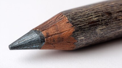 Close-Up of a Sharp Pencil Tip with Wooden Body and Texture Detail