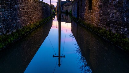 Reflective canal at dusk