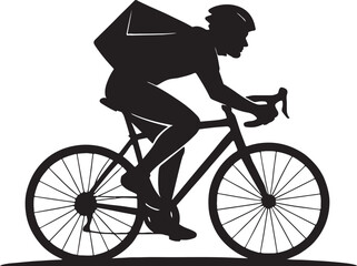 Naklejka premium Black silhouette of a cyclist on a road bike cycling