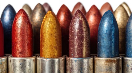Colorful and Shiny Lipsticks in Various Shades and Textures