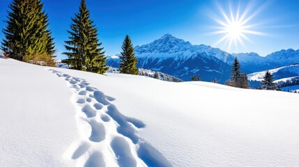 Winter hiking adventure swiss alps scenic landscape snowy environment daylight nature photography
