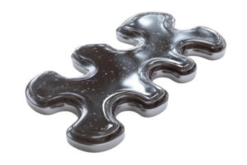 Metallic puzzle piece, 3D render, abstract