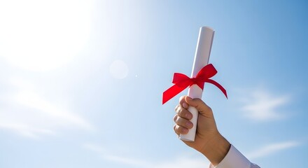 Graduation diploma certificate degree achievement success education concept study sky