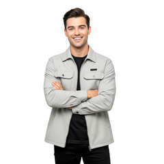 portrait of smiling businessman on white