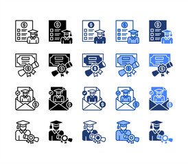 Sponsorship, Recommendation Letter ,Scholarship, Creativity, multiple style icon set.