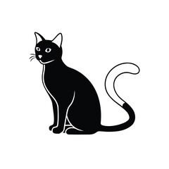 Minimalist black cat silhouette on a clean white background for design projects