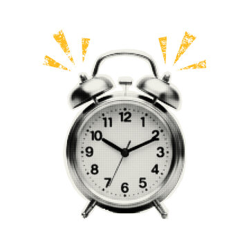 Alarm clock with halftone effect for collage Y2K style.