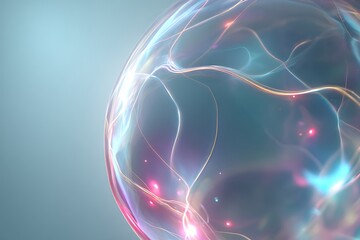 Fototapeta premium Ethereal sphere with flowing light streams creating a mesmerizing glow, ideal for tech, innovation, or spiritual concepts and designs