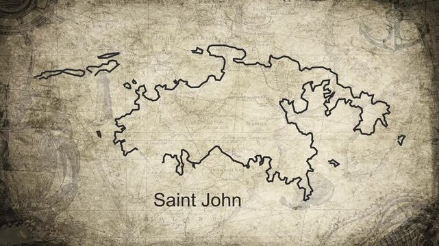 Saint John map drawn on a cartography background sheet of paper