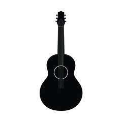 Fototapeta premium A minimalist black silhouette of a guitar on a clean white background