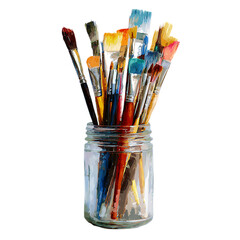 paintbrushes in a jar clipart png