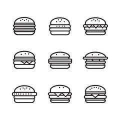 Burger line art delicious flavors on plate