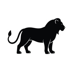 Minimalist black lion silhouette on a clean white background design