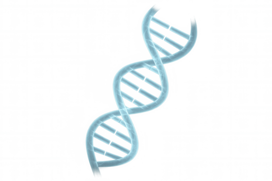 Glowing blue dna double helix rotating slowly on transparent background, perfect for science and medical presentations - Powered by Adobe