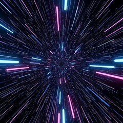 A vibrant display of neon lines radiating outward from a central point, creating a captivating sense of speed and movement.