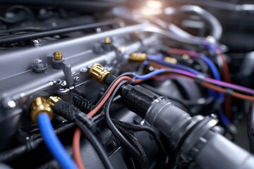 Obraz premium Close Up View Of Detailed Engine Components