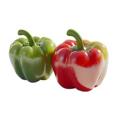 Fresh Red and Green Bell Peppers Isolated on White Background Organic Capsicum Vegetables for Healthy Eating