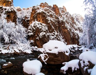 Snowy canyon landscape