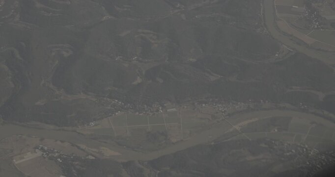 China Ungraded C LOG 2, . Aerial View From Airplane Window On Yongding River. Largest River To Flow Through Beijing. Wuding River Or Unfixed River Because Its Flow Was Irregular. Porthole View. Dense
