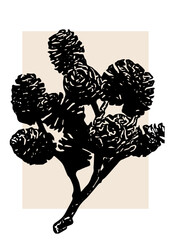 Pine cone silhouette on beige botanical background for wallpaper, print, or poster. Perfect for seasonal branding, packaging, invitations, and minimal forest-inspired aesthetic artwork.