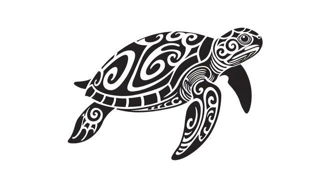 Decorative turtle design in Samoan and Maori tattoo style, ideal for cultural branding, textiles, and vector templates.