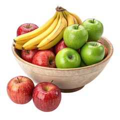 Fresh Apples and Bananas in Rustic Bowl: Healthy Fruit Snack, Vitamins, Kitchen Still Life Photography