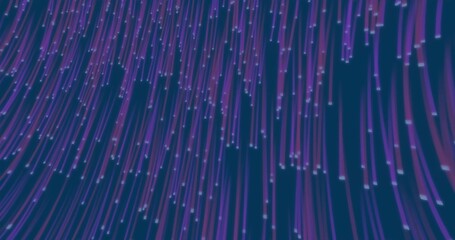 Displaying glowing luminescent streaks descending across digital backdrop, with small light dots