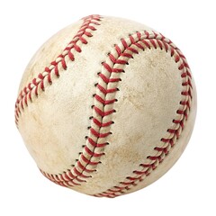 Well-Used Vintage Baseball Close Up Image: Worn Leather Texture, Red Stitching, Classic Sport Equipment Photography