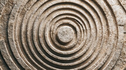 Fototapeta premium Closeup of a carved stone circle, showcasing intricate details and textures for artistic and architectural inspiration