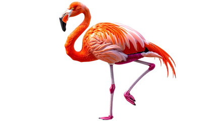 Obraz premium Pink Flamingo PNG, Exotic Bird, Transparent Background, Tropical Bird, Standing Flamingo, Elegant Wildlife Illustration, Summer Beach Decor, Decorative Bird