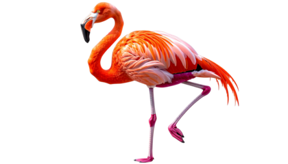 Pink Flamingo PNG, Exotic Bird, Transparent Background, Tropical Bird, Standing Flamingo, Elegant Wildlife Illustration, Summer Beach Decor, Decorative Bird