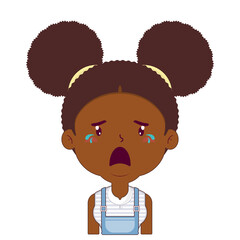 African American girl crying face cartoon cute